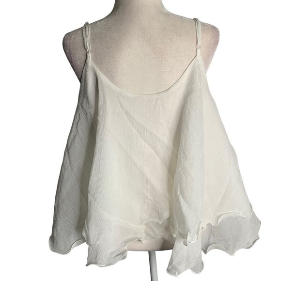 Sheer Flowy Butterfly Tank Top M White Adjustable Straps Romantic Layers NEW - Picture 4 of 7